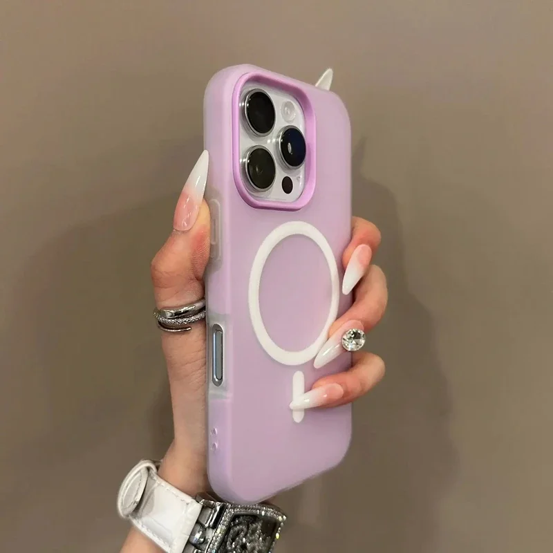 Luxury Candy Matte Magnetic Phone Case with Wireless Charging Compatibility
