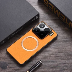 Magnetic Anti-Shock PU Leather Hard Case with Clothing Design for Xiaomi 14Ultra (Orange)