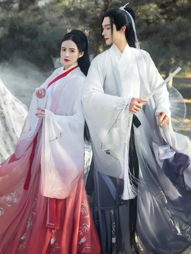 

Мужской Оригинальный костюм Hanfu в китайском стиле, Женский рыцарский костюм, ошейник Wei Jin, стильный повседневный костюм на осень и зиму
