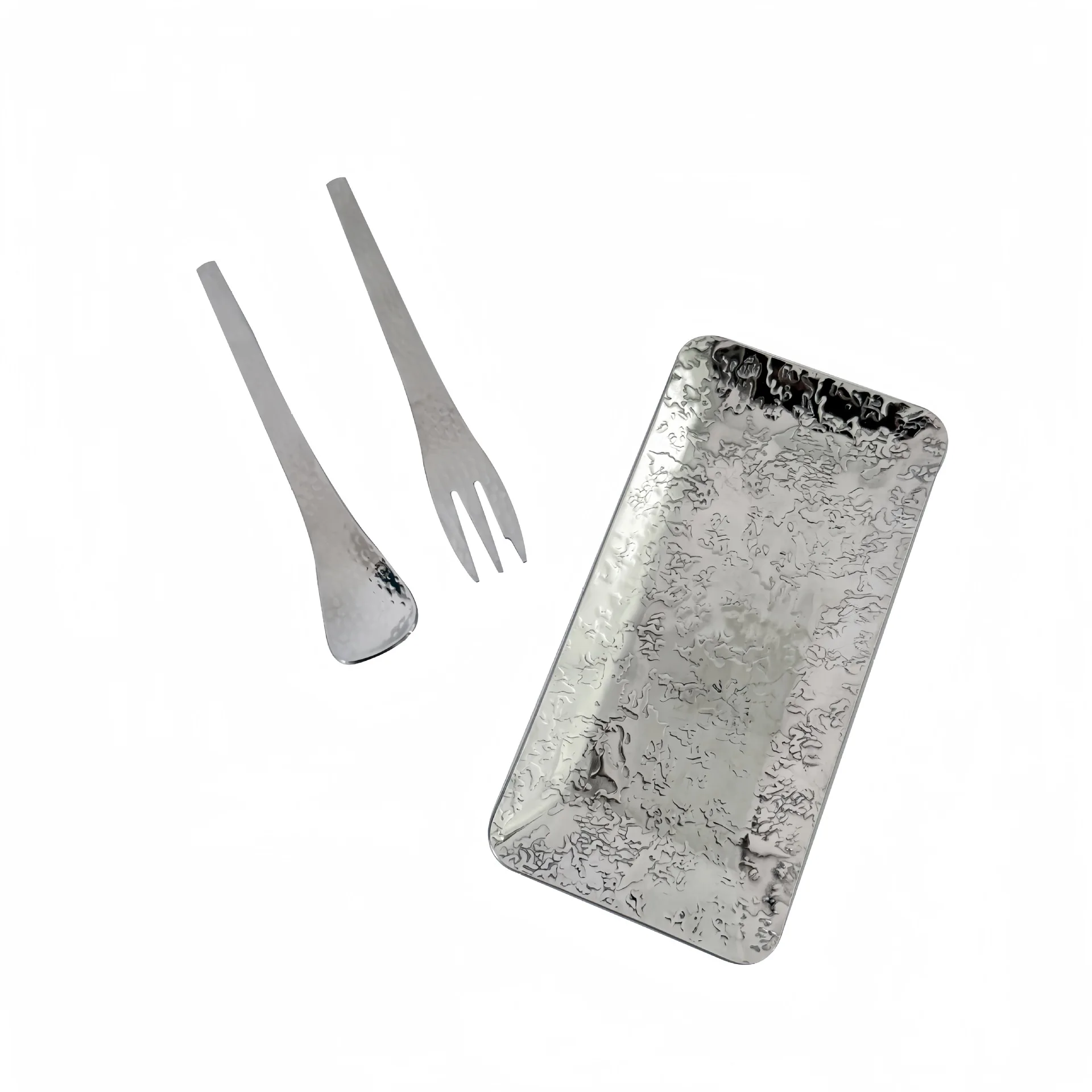 Restaurant Set 18-10 Steel Dessert Spoon, Coffee Spoon, Cake and Fruit Fork, Premium Integrated Snack Plate, Water Fruit Plate