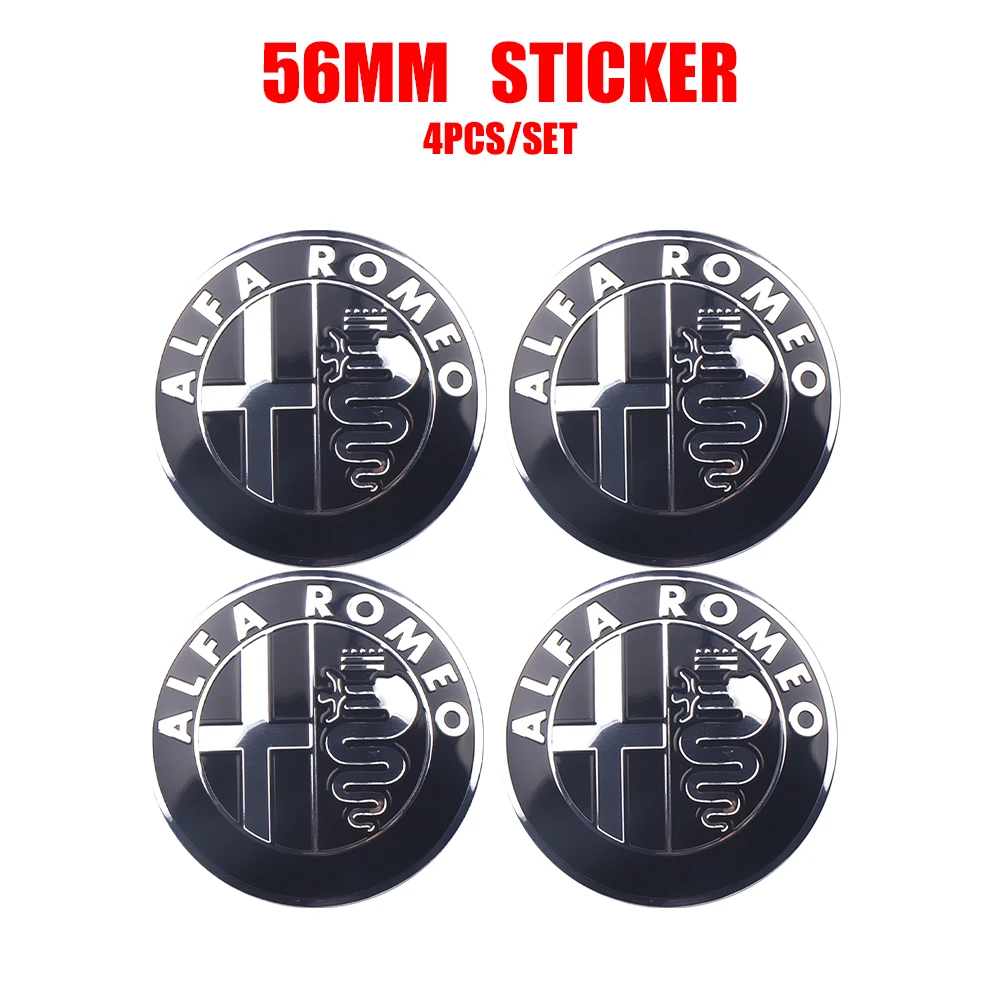 Sleek 4pc Set of 56mm Car Wheel Center Hub Cap Stickers - Auto Decoration Accessories