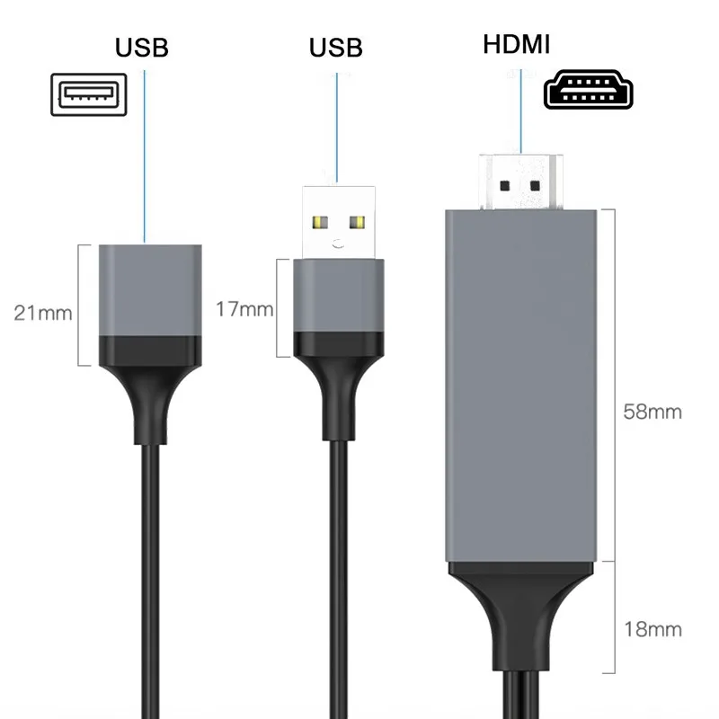 USB to HDTV Adapter Converter Cable HDTV Phone to TV Cable Support iOS and Android usb adapter converter