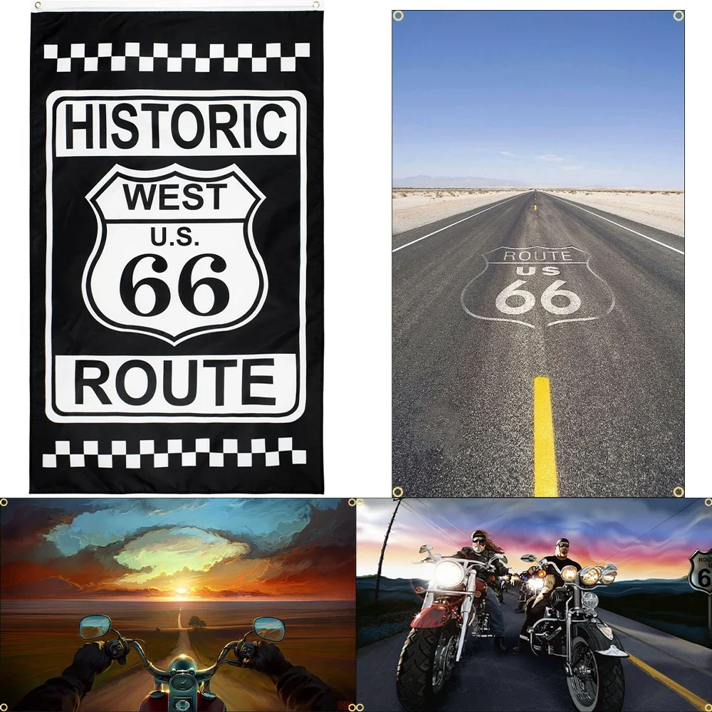 Usa Historic West Us Route 66 Flag Stati Uniti Us Route 66 Moto Biker Rider Retro Usa Bandiere E Striscioni