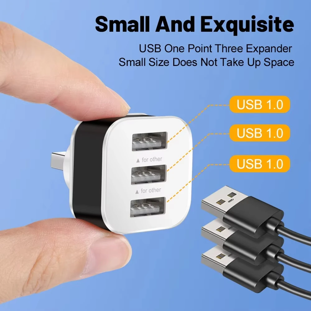 3 Port USB Slots Adaptor USB 3 in 1 2.0 Multple Interface Extender Electronics Extender Charger Hub Splitter Accessories