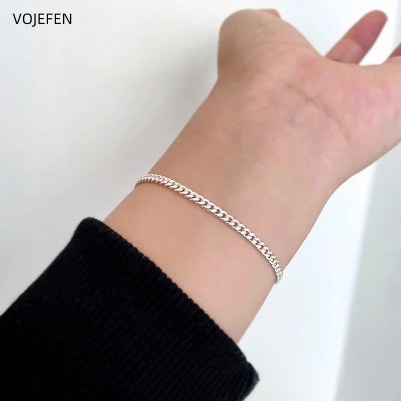 VOJEFEN Pt950 Cuban Bracelet Jewelry Real Platinum 950 Cuban Chain Women/Men Luxury Personalized Accessories Designer Jewelry