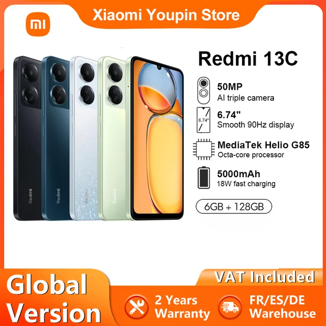 Global Version Xiaomi Redmi 13C 6GB 128GB Smartphone MTK Helio G85 Octa  Core 6.74 Smooth Display