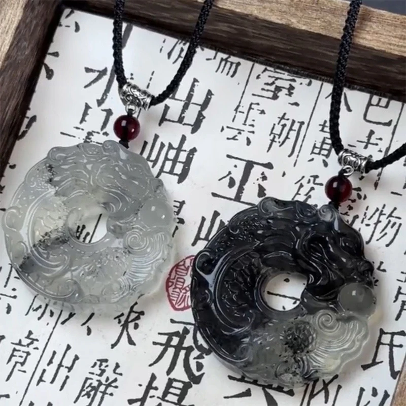 Chinese Style Dragon Phoenix Pendant Necklace For Women Girls Lucky Exorcise Evil Spirits Safety Auspicious Charms Necklace
