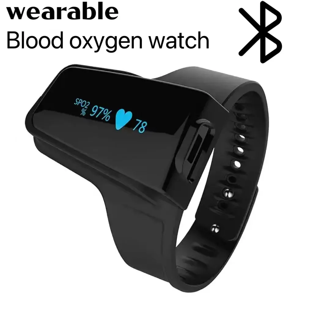 

Bluetooth wrist oximeter Spo2 heart rate pulse oximeter wearable sleep apnea alarm blood oxygen watch continuous monitoring