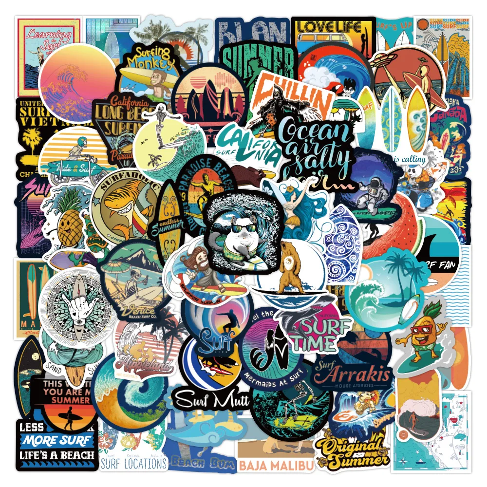 10/30/50/100pcs Outdoor Hawaii Surfing Stickers Summer Tropical Beach