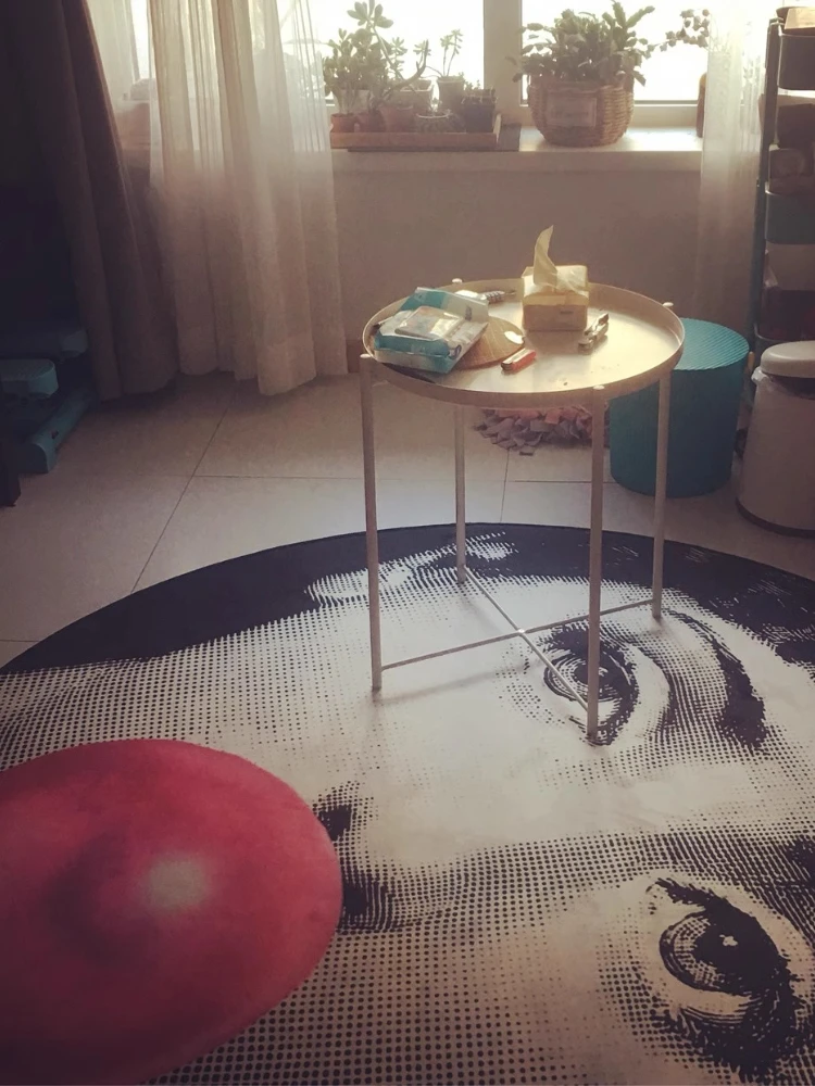 Round Living Room Carpet Nordic Art Face Bedroom Bedside Rug Creative Large Area Home Cloakroom Velvet Floor Mat Ковер Tapis 러그