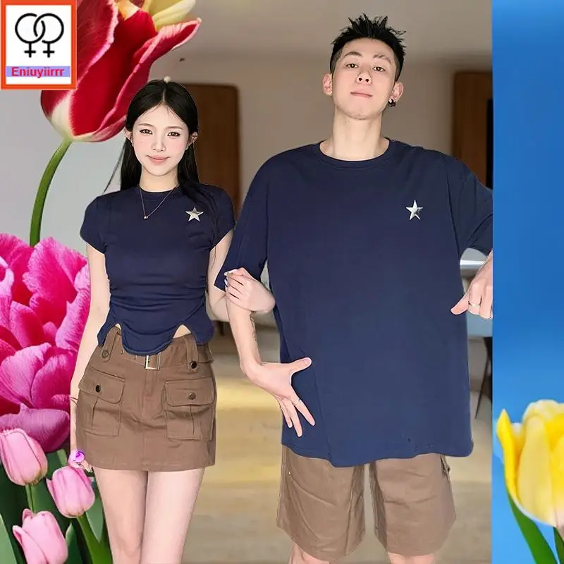 

Парные толстовки с капюшоном, одежда для влюбленных, лето 2024, для медового месяца, для девушек, сексуальные укороченные топы, ретро, парные хлопковые футболки с принтом