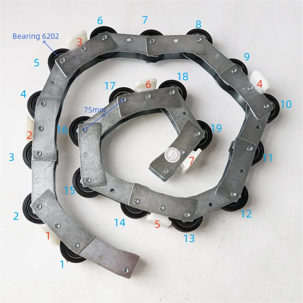 Escalator Guide Chain 19 Wheels Black Roller 46*18*6202 OD 46mm W 18mm Bearing 6202RS