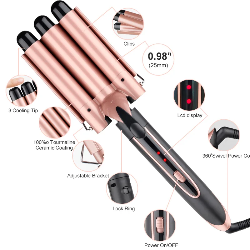 Description Picture 5 of itemprofessional Hair Curler Hair Curling Iron Ceramic Styling Tool, Electric 5 in 1 Hair waver Pear Flower ConeRoller Curling Wand