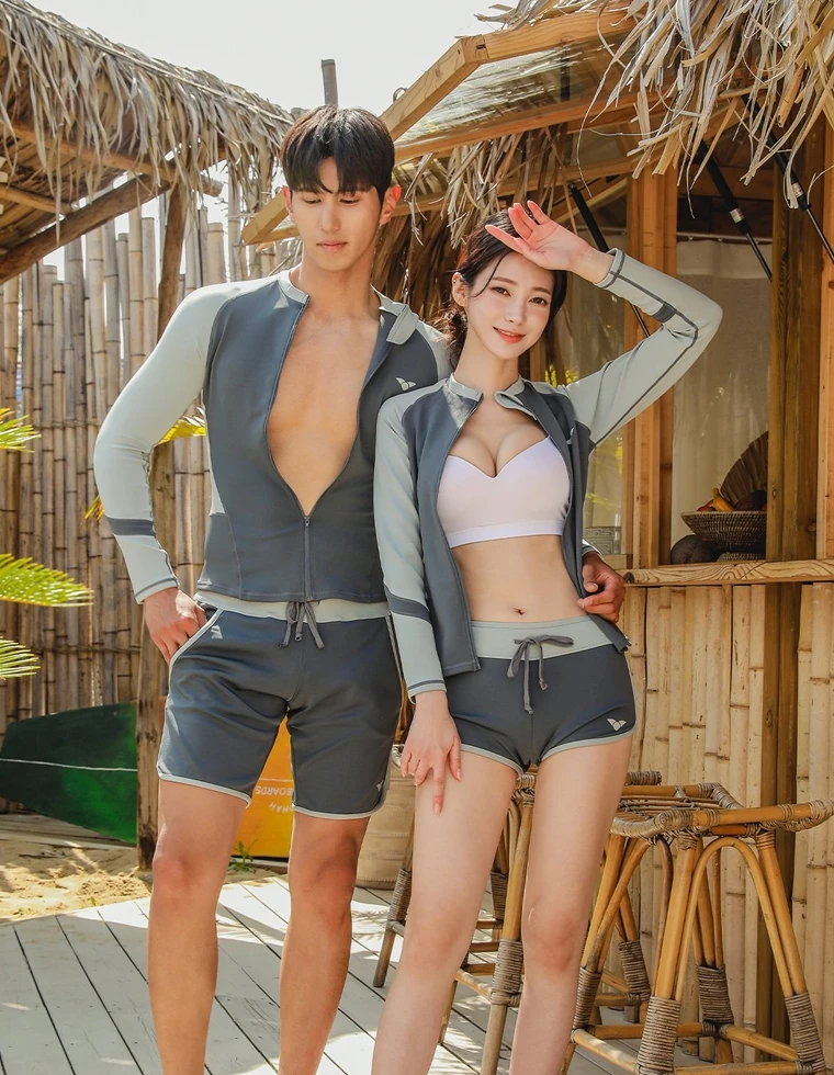 Couple's Wetsuit Long Sve Separate Swimwear Women's Bathing Suit Hot Spring Sunscreen Slimming Swimming Set Snorkeling Sui...