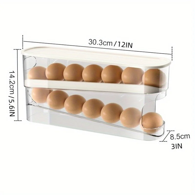 Egg Carton Slide Gadget Refrigerator Organizer Double Layer Automatic Egg Roller Kitchen Household Holder Kitchen Gadgets egg storage box egg roller egg roller rack