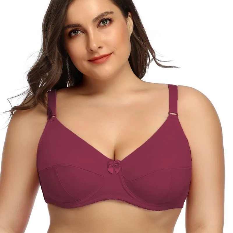 BEAUWEAR Plus Size Bras for Women Underwire Bra no Pad Thin Unlined Lingerie Plain Underwear Cup C D E F