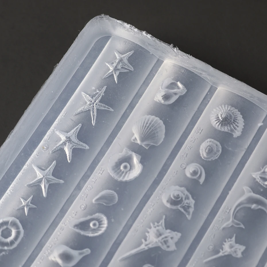 오션 월드 시리즈 네일 아트 실리콘 몰드 여름 수중 세계 생물 불가사리 조개껍데기 조개 조각 DIY 네일 템플릿