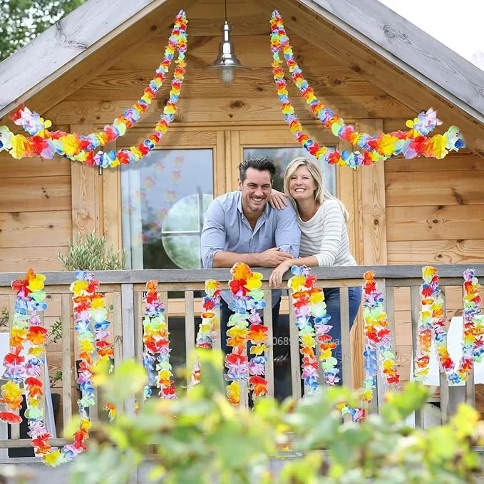 3M/2M Plastic Flower Lei Garland Hawaiian Floral Border Luau Party Flower Garland Hawaiian Party Garland Luau Summer Party Decor