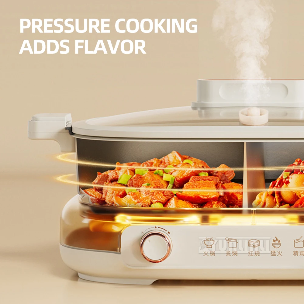 Electric Multi Cooker Hot Pot Cooking Machine Household Temperature Control Electric Frying Pan Casserole Cuisine 5