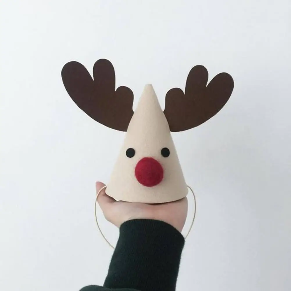 Christmas Hat Non Woven Fabric Decorative Tree Elk Xmas Party Cap for Kids Christmas Hats