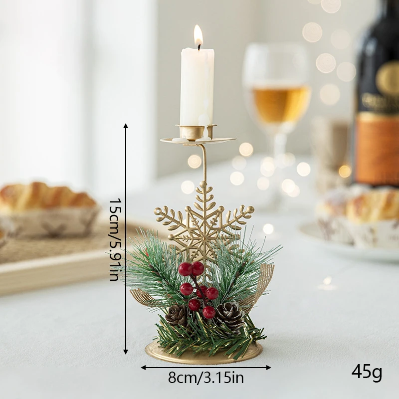 Description Picture 3 of itemGolden Wrought Iron Candlestick Star Elk Christmas Tree Art Candle Holder Merry Christmas Candle Tray New Year Table Decor 2024