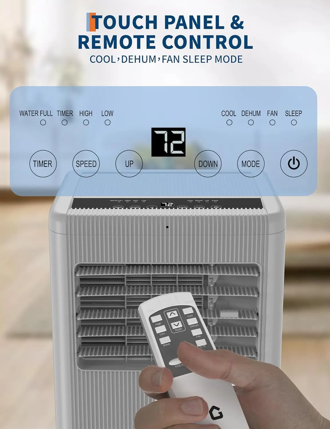 Portable Air Conditioner, 10,000 BTU,3-in-1 Standing Cooling, Dehumidifier & Fan, Quiet Operation, Remote, Sleep Mode, Window Kit, Cools Rooms Up to 450 Sq.ft, Ideal for Bedrooms, Apartments, Offices 2