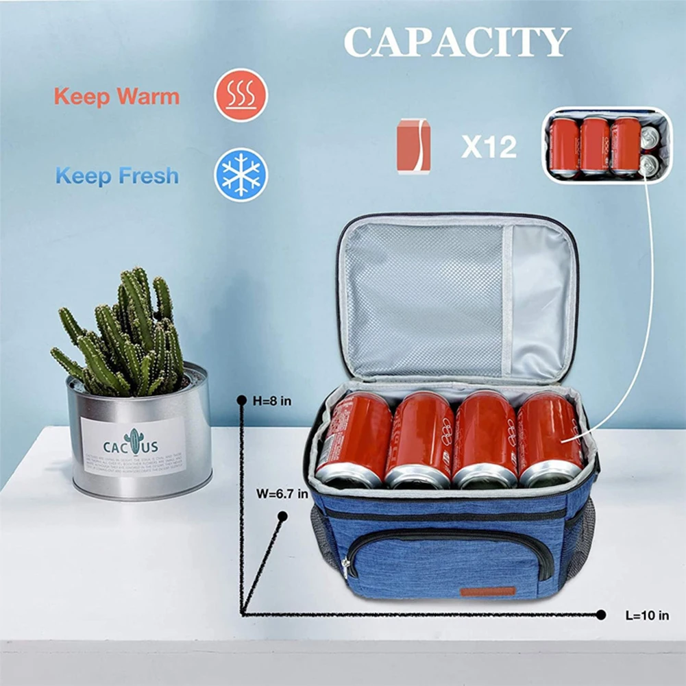 Portable Lunch Bag Food Thermal Box Multifunctional Large Capacity Travel Picnic Lunch Box with Shoulder Strap for Hiking