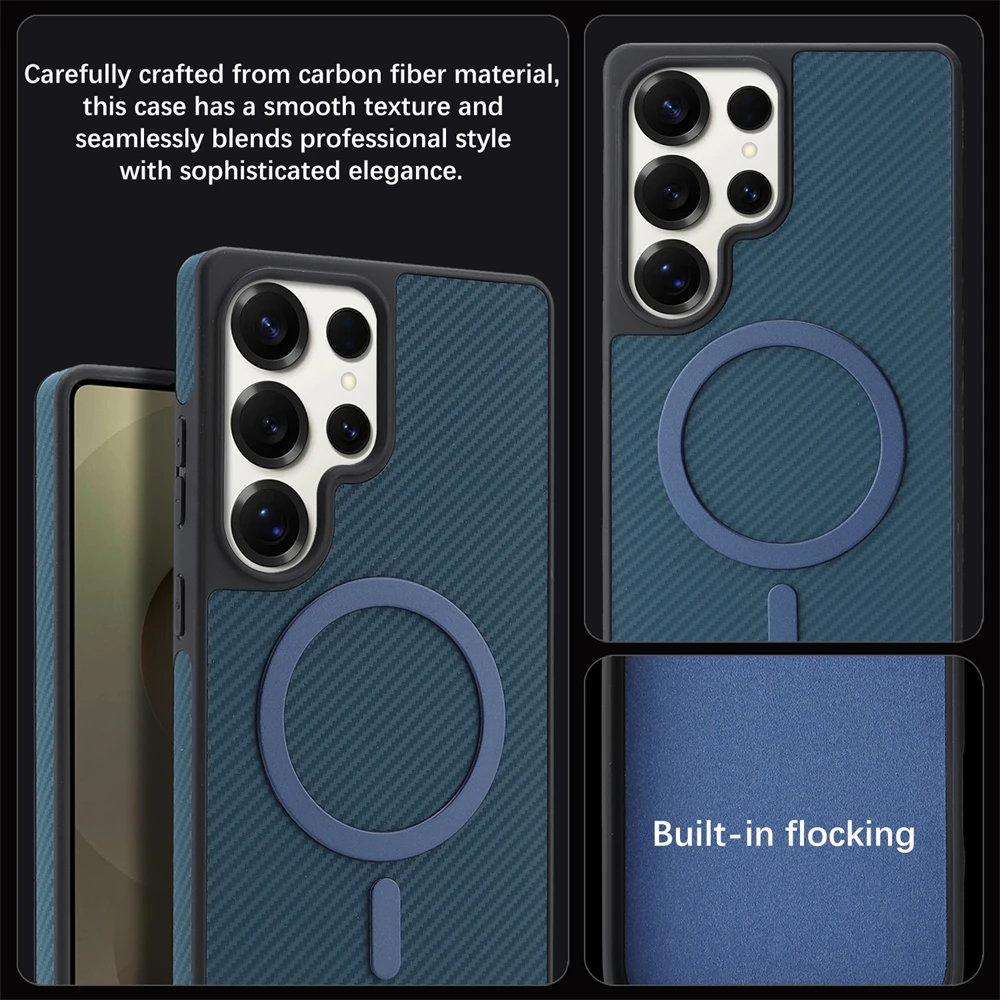 Luxury Ultra-Thin Carbon Fiber Leather Magnetic Case Cover