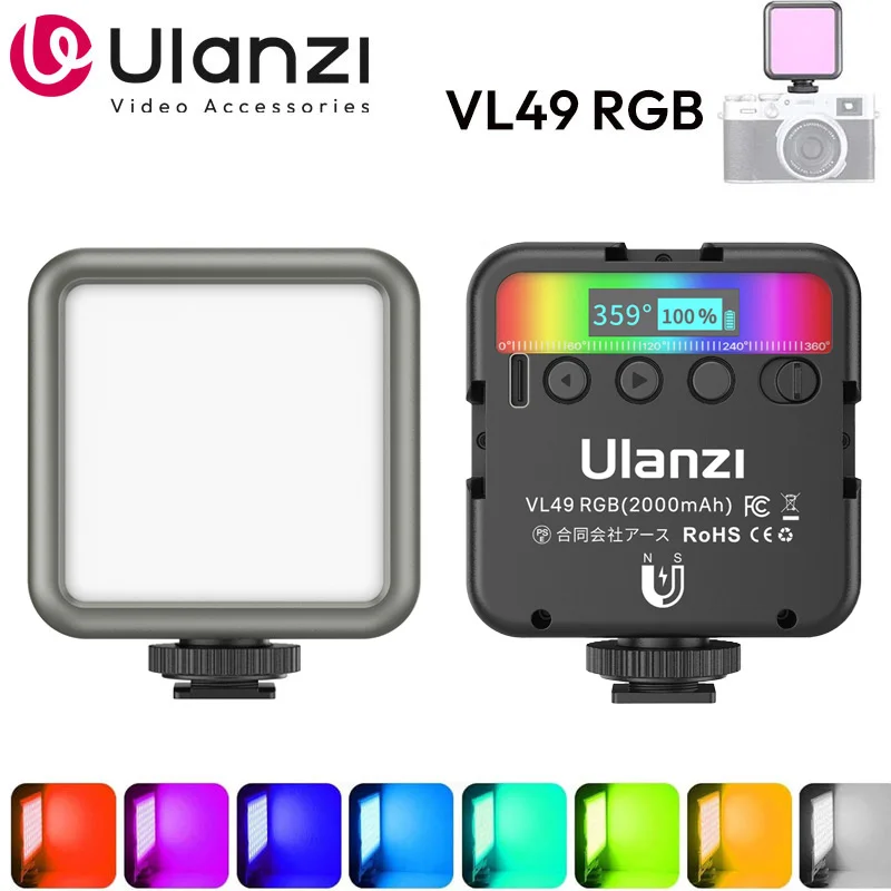UlanziVL49RGBlumièresvidéoMiniLEDcaméralumière2000mAhrechargeablepanneauLEDlampePhotovidéoéclairagepourYoutubeTiktok-AliExpress