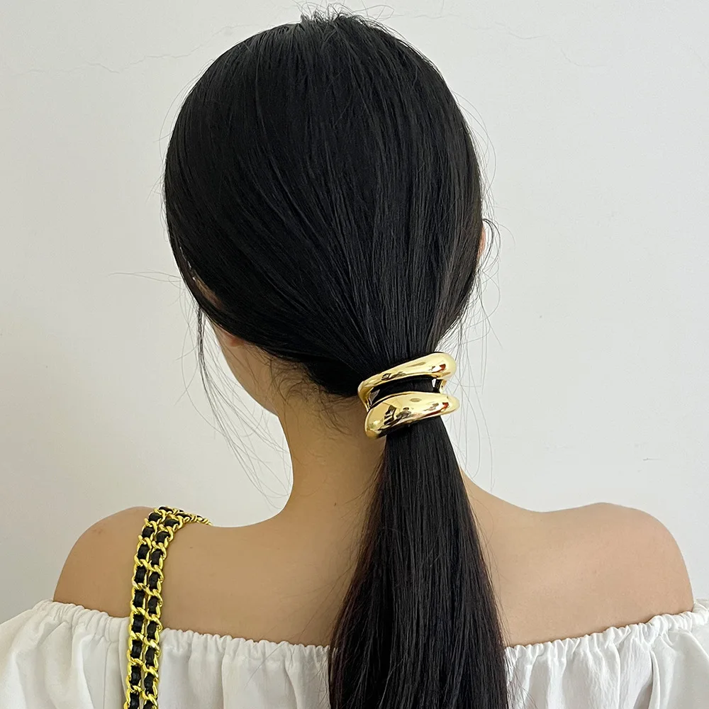 Minimalism Double-layer Metal Hair Bands Ropes Headband Elastic Scrunchies Hairband Tools Women Hair Accessories