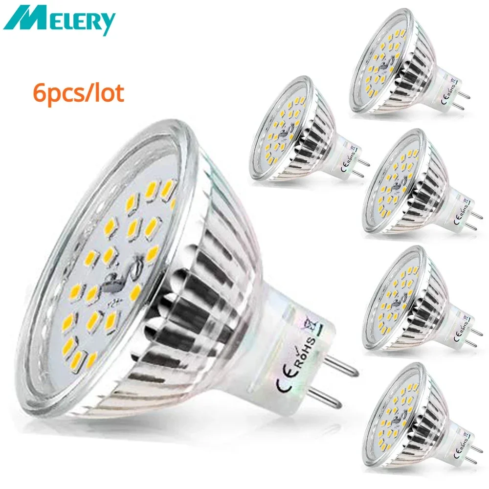 LED Light Bulb MR16 6W Warm Cold White 2800K GU5.3 Replacement 40W Halogen Lamp AC/DC12V 480lm 120 Degree Beam Angle Spot 6PACK