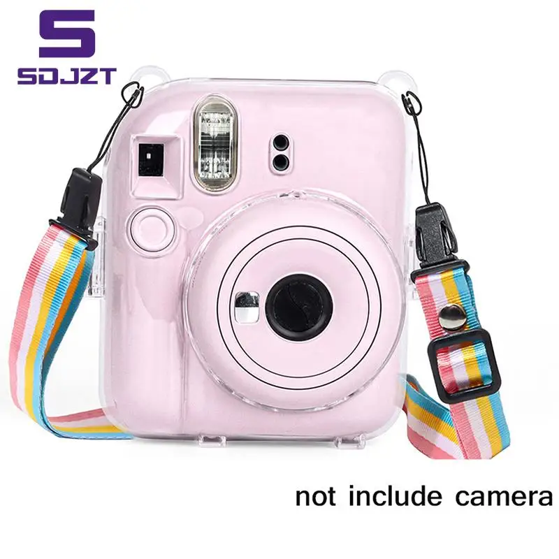 Custodia Per Fotocamera In Cristallo Lucido 1Pc Per Fujifilm Instax Mini 12 Custodia Trasparente Con Glitter Con Cinturino Per Instax Mini 12