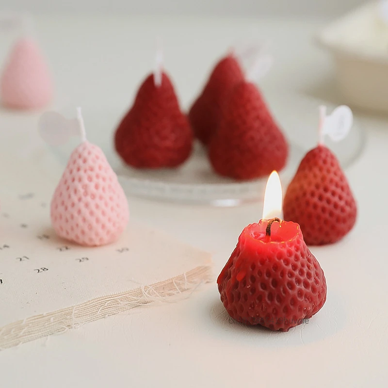 Sweet Strawberry Silicone Candle Mold for Handmade Soap Resin Epoxy Plaster Chocolate Party Decoration DIY Mould Gift Wax Making