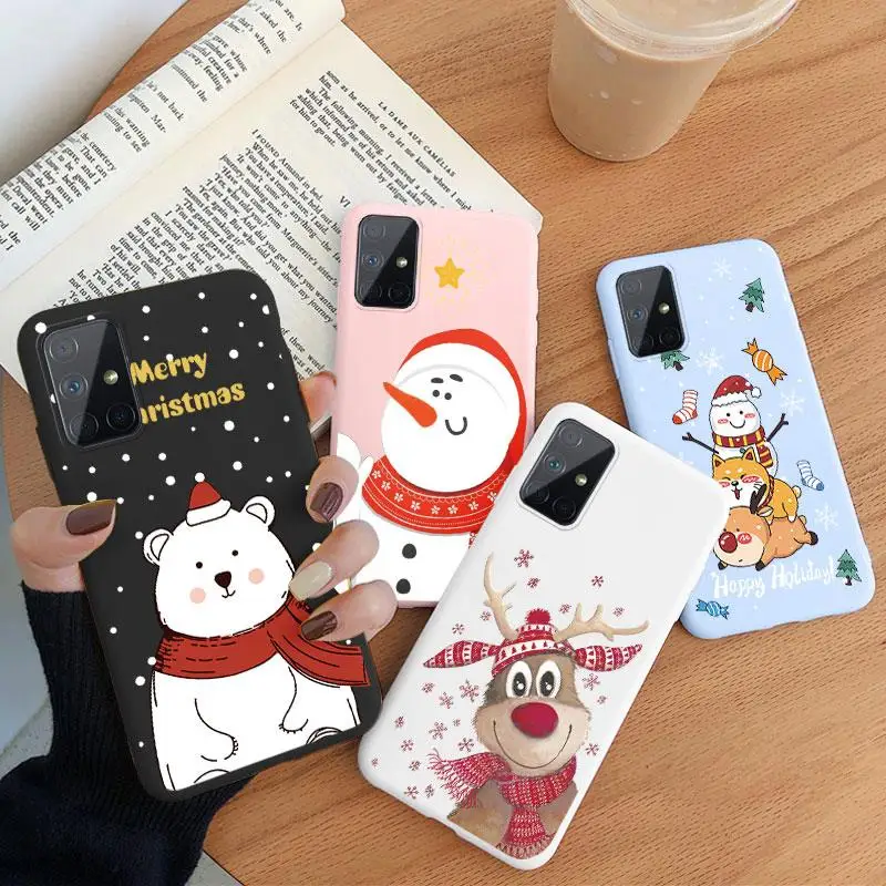 Per Samsung Galaxy A51 A71 4G 5G Custodia Coque Merry Christmas Santa Tree Soft Silicone Funda Cover Posteriore Di Capodanno Per Samsung A51