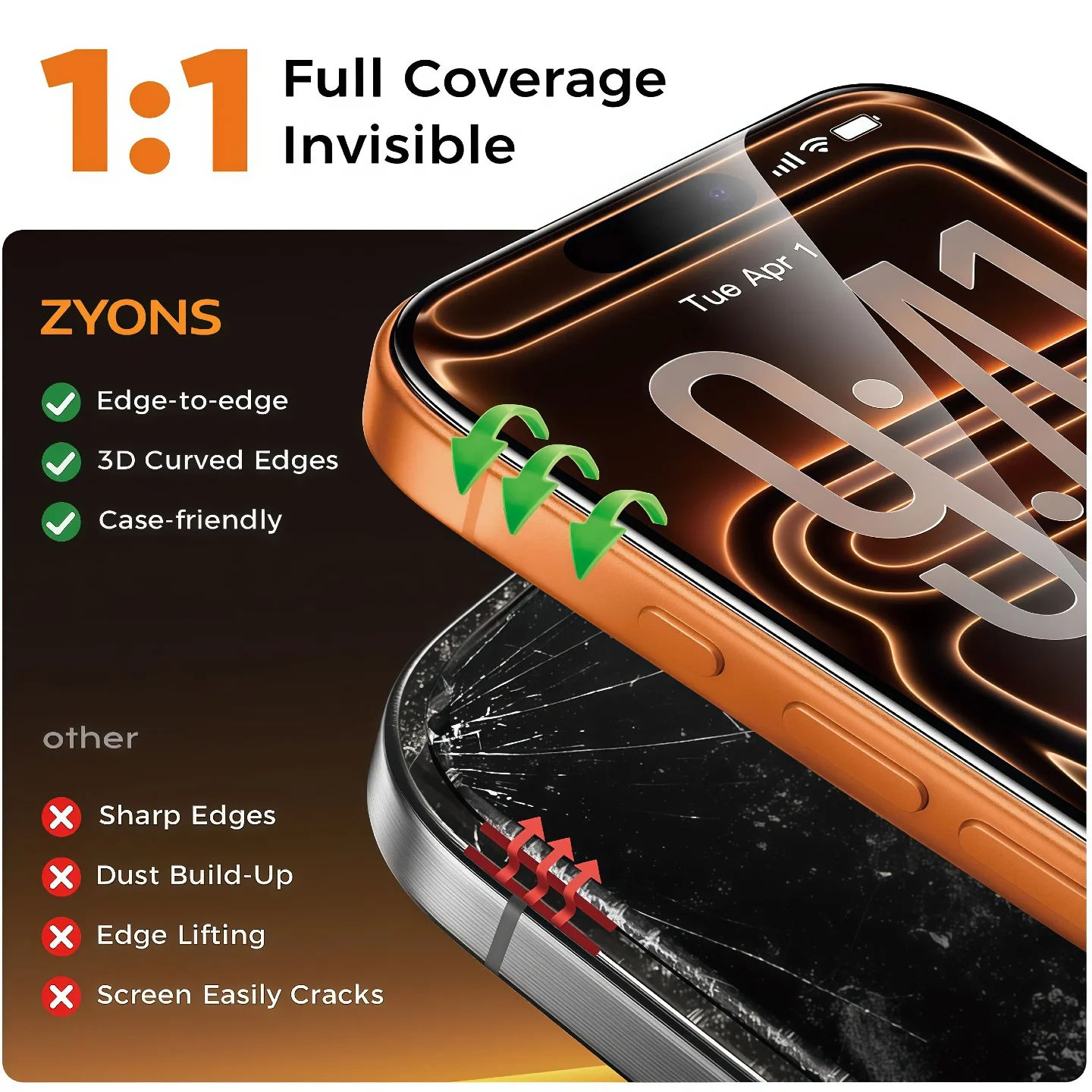 Premium Toughened Glass Screen Protector with Installation Kit - 3-Pack Phone Shield