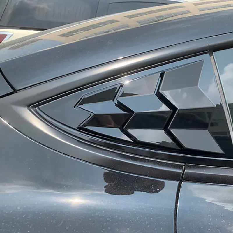 

For Tesla Model 3 Car Rear Window Triangle Exterior Decoration Blinds Spoiler Leaves Shutter Cover Deflector Styling 2PCS