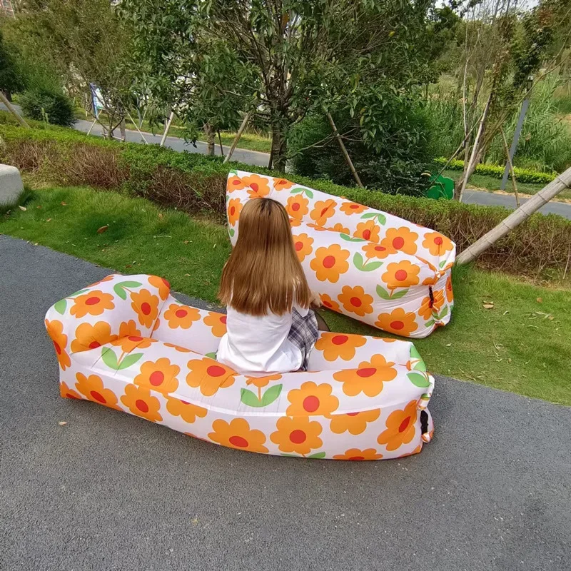 Inflatable Sofa Bed outdoor portable Lazy Inflatable Sofa Outdoor Portable Beach Air Sofa Folding Camping Inflatable Bed Sleeping Bag Single Pe inflatable sofa bed
