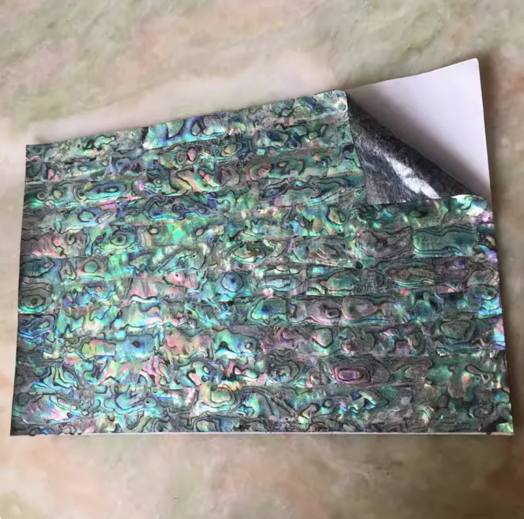 모바일 네일 아트 공예용 DIY 장식, 다채로운 블루 그린 딥 브로콜리 전복 쉘 베니어, 크기: 14x24cm 두께: 0.25mm
