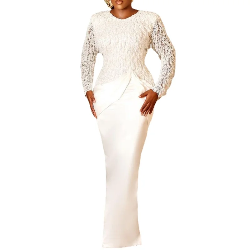 

White Maxi Dresses Africa Clothing African Dresses For Women Muslim Long Dress High Quality Length Fashion African Dress Lady