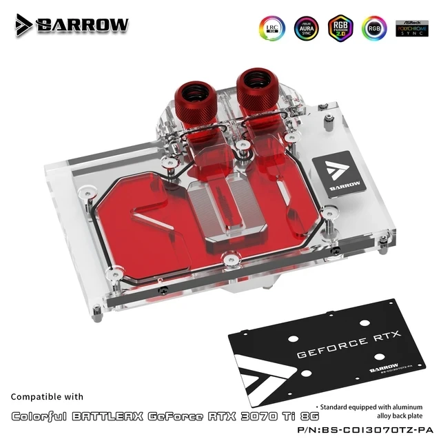 

Barrow Video Cards Water Cooler BS-COI3070TZ-PA Colorful Geforce RTX 3070 Ti GPU Block Gaming Liquid Cooling Building