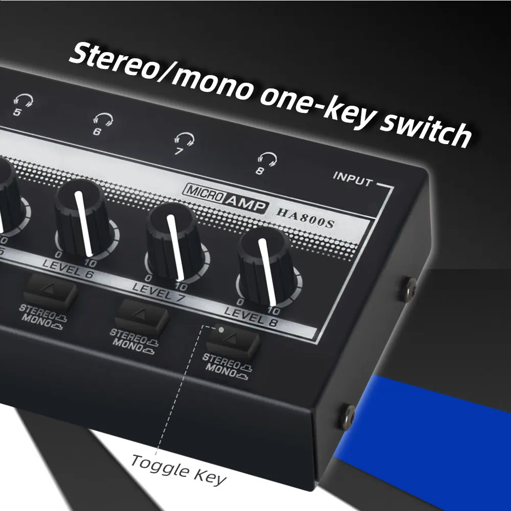 8 Channels Headphone Amplifier Mini Amplifier with Stereo/Mono Switch Profession