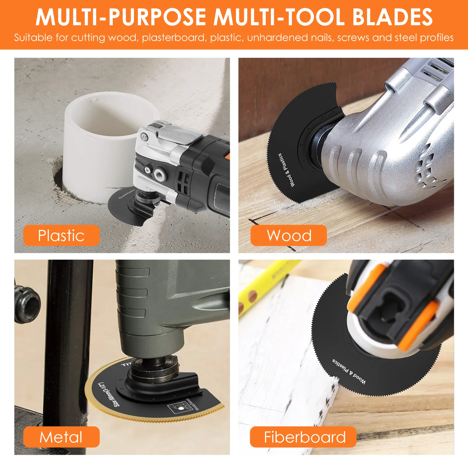 4/6 Pcs Oscillating Saw Blades Multi Tools Saw Blade Universal Semi Circle Titanium Bimetal Saws Blades for Cutting Wood Plastic