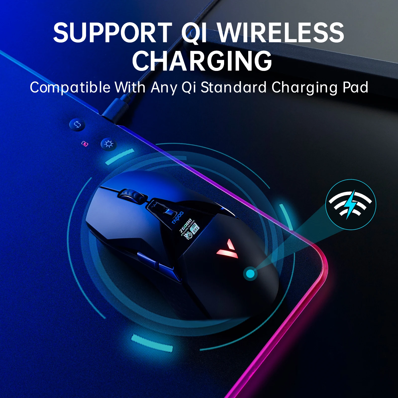de jeu optique ergonomique sans ug capteur prise en charge de la charge sans fil qi