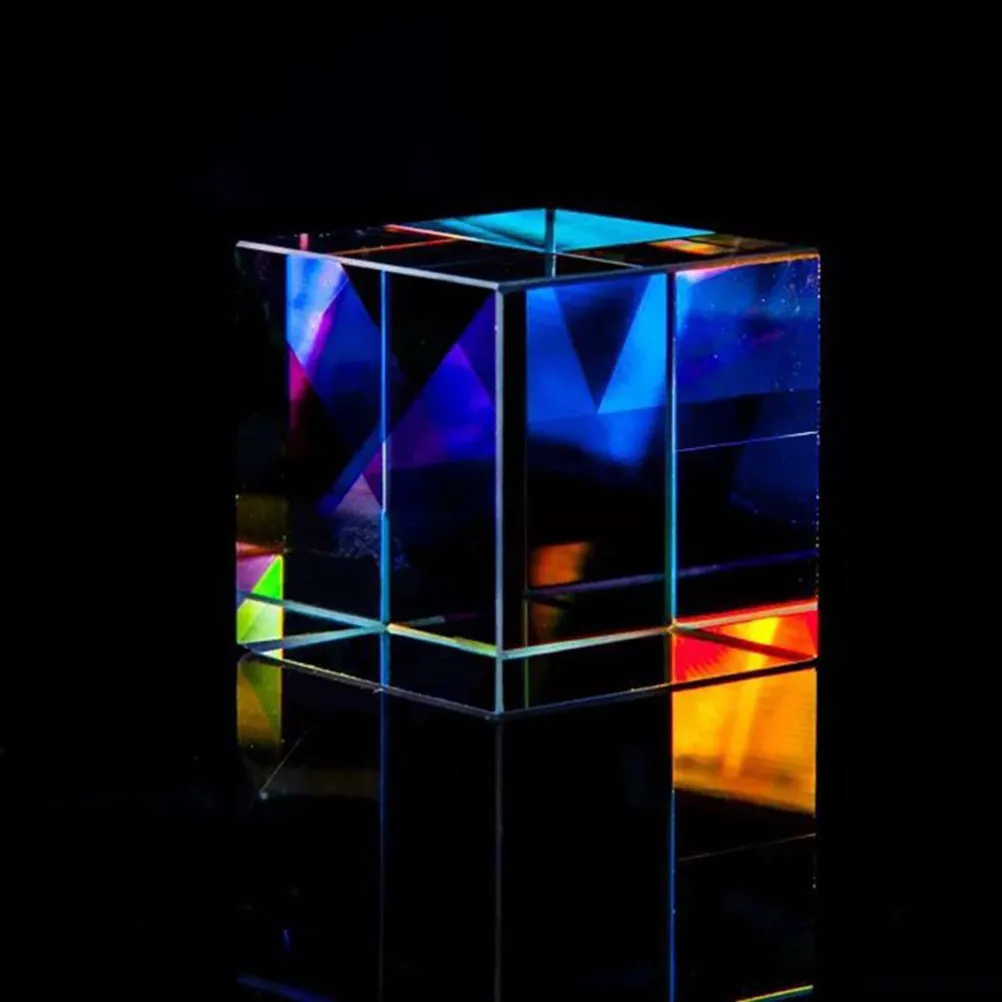 광학 유리 Rgb 분산 프리즘 X-Cube 중간 크기 물리학 교육 보조 과학 교실 예술 장식 선물 상자