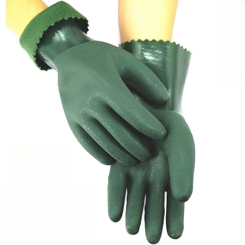 Men's Winter Rubber Gloves with Wool Thickened Anti-freeze Waterproof Acid and Alaskan Resistance protective gloves safety gloves