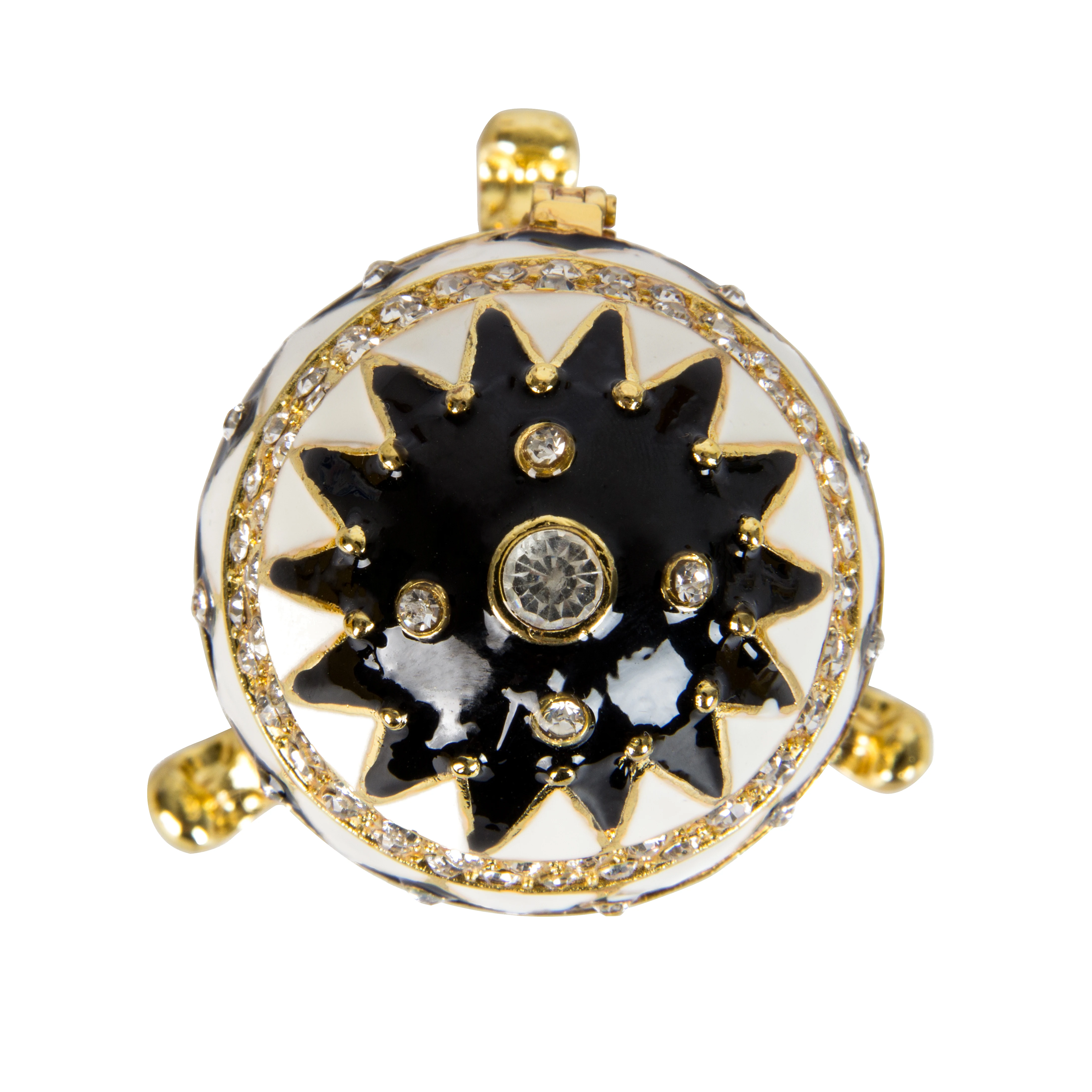 QIFU Crafts White and Black Faberge Egg for Easter Home Decoration 5