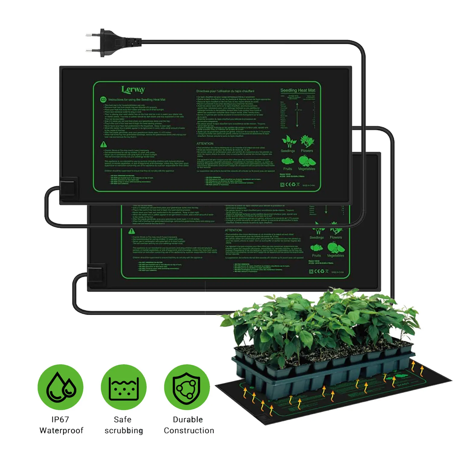 2pcs/Lot Lerway 21W Seedling Heating Mat 20.75*10 Inches Indoor Plant Heat Mat Germination Propagation Temperature Heating Pad