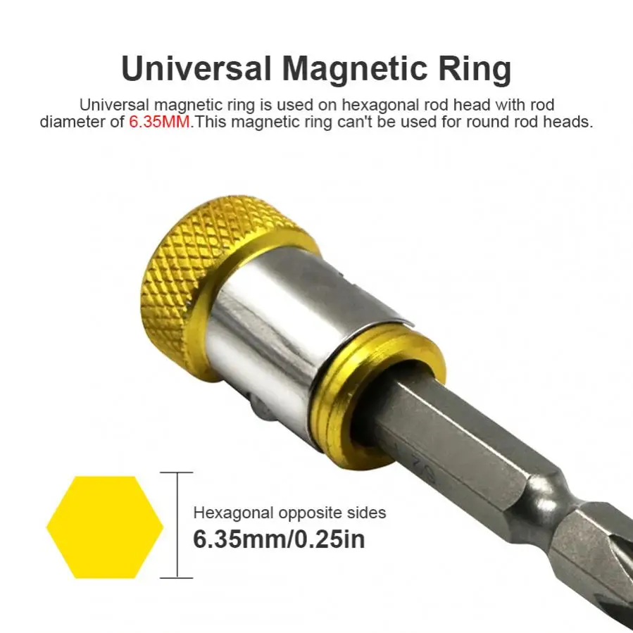 2pcs Bit Magnetizer Magnetic Bit Holder Alloy Electric Magnetic Ring Screwdriver Bit Head Strong Non-slip Magnet Rings