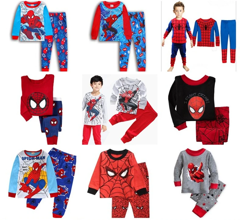 Pijamas de dibujos animados para niños, ropa de dormir con diseño de  Spiderman, Marvels, juego de pijama para niños, de algodón| | - AliExpress