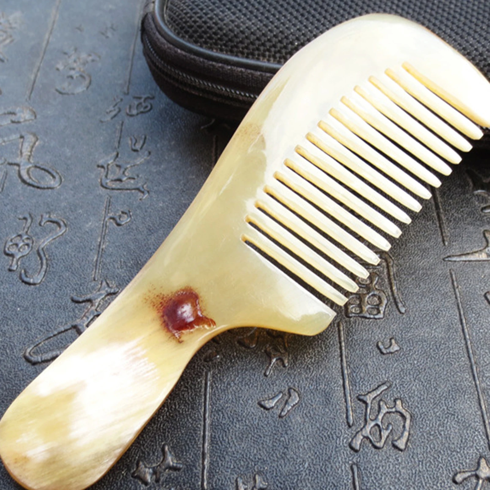 Massage 100% Natural Hand Carved Comb Healthy Hair Loss Comb Natural OX Horn Massagem Escova de Cabelo Hairbrush  Combs 6
